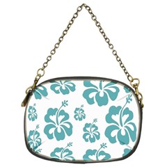 Hibiscus Flowers Green White Hawaiian Blue Chain Purses (two Sides) 