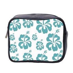 Hibiscus Flowers Green White Hawaiian Blue Mini Toiletries Bag 2-side by Mariart