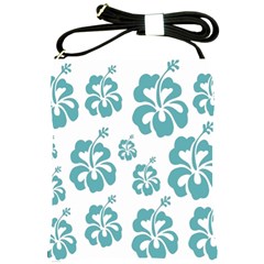 Hibiscus Flowers Green White Hawaiian Blue Shoulder Sling Bags by Mariart