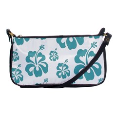 Hibiscus Flowers Green White Hawaiian Blue Shoulder Clutch Bags