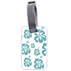 Hibiscus Flowers Green White Hawaiian Blue Luggage Tags (two Sides) by Mariart