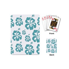 Hibiscus Flowers Green White Hawaiian Blue Playing Cards (mini)  by Mariart