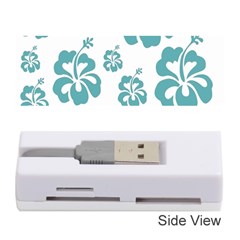 Hibiscus Flowers Green White Hawaiian Blue Memory Card Reader (stick) 