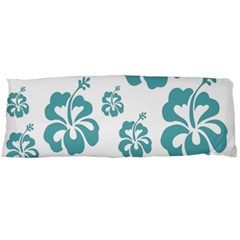 Hibiscus Flowers Green White Hawaiian Blue Body Pillow Case (dakimakura)