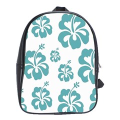 Hibiscus Flowers Green White Hawaiian Blue School Bags (xl)  by Mariart