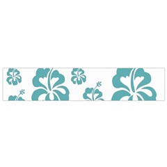 Hibiscus Flowers Green White Hawaiian Blue Flano Scarf (small)