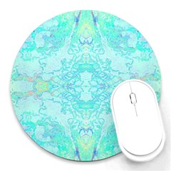 Green Tie Dye Kaleidoscope Opaque Color Round Mousepads by Mariart