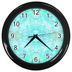 Green Tie Dye Kaleidoscope Opaque Color Wall Clocks (black) by Mariart