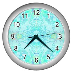 Green Tie Dye Kaleidoscope Opaque Color Wall Clocks (silver) 