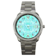 Green Tie Dye Kaleidoscope Opaque Color Sport Metal Watch