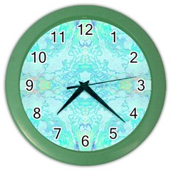 Green Tie Dye Kaleidoscope Opaque Color Color Wall Clocks by Mariart