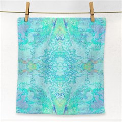 Green Tie Dye Kaleidoscope Opaque Color Face Towel by Mariart