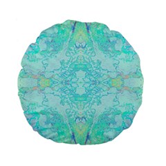 Green Tie Dye Kaleidoscope Opaque Color Standard 15  Premium Flano Round Cushions by Mariart