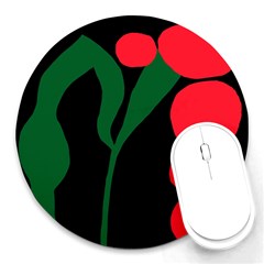 Illustrators Portraits Plants Green Red Polka Dots Round Mousepads by Mariart