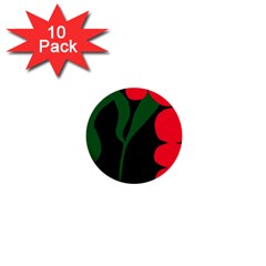 Illustrators Portraits Plants Green Red Polka Dots 1  Mini Buttons (10 Pack)  by Mariart