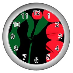 Illustrators Portraits Plants Green Red Polka Dots Wall Clocks (silver)  by Mariart