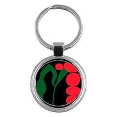 Illustrators Portraits Plants Green Red Polka Dots Key Chains (round) 