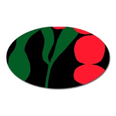 Illustrators Portraits Plants Green Red Polka Dots Oval Magnet