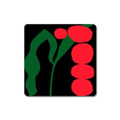 Illustrators Portraits Plants Green Red Polka Dots Square Magnet