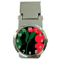 Illustrators Portraits Plants Green Red Polka Dots Money Clip Watches by Mariart