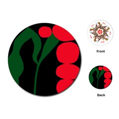 Illustrators Portraits Plants Green Red Polka Dots Playing Cards (round) 