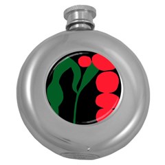 Illustrators Portraits Plants Green Red Polka Dots Round Hip Flask (5 Oz) by Mariart