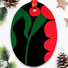 Illustrators Portraits Plants Green Red Polka Dots Oval Ornament (two Sides)