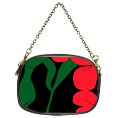 Illustrators Portraits Plants Green Red Polka Dots Chain Purses (two Sides) 