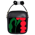 Illustrators Portraits Plants Green Red Polka Dots Girls Sling Bags Front