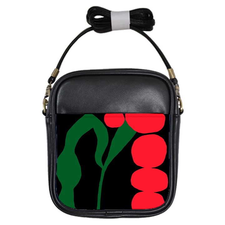 Illustrators Portraits Plants Green Red Polka Dots Girls Sling Bags