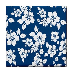 Hibiscus Flowers Seamless Blue White Hawaiian Tile Coasters by Mariart