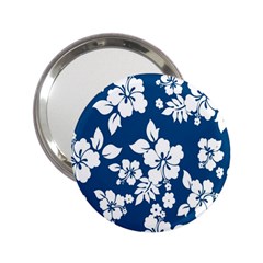 Hibiscus Flowers Seamless Blue White Hawaiian 2 25  Handbag Mirrors by Mariart