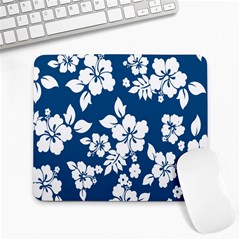 Hibiscus Flowers Seamless Blue White Hawaiian Large Mousepads by Mariart