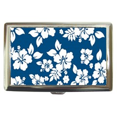 Hibiscus Flowers Seamless Blue White Hawaiian Cigarette Money Cases by Mariart