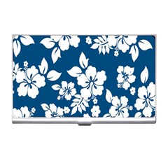 Hibiscus Flowers Seamless Blue White Hawaiian Business Card Holders by Mariart