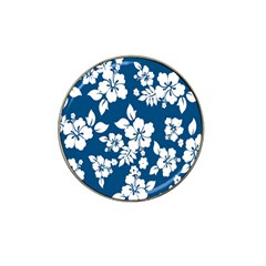 Hibiscus Flowers Seamless Blue White Hawaiian Hat Clip Ball Marker by Mariart