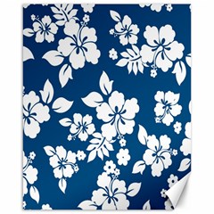 Hibiscus Flowers Seamless Blue White Hawaiian Canvas 16  X 20  