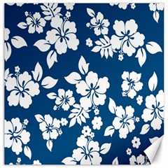 Hibiscus Flowers Seamless Blue White Hawaiian Canvas 20  X 20   by Mariart