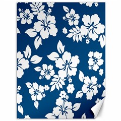 Hibiscus Flowers Seamless Blue White Hawaiian Canvas 36  X 48   by Mariart