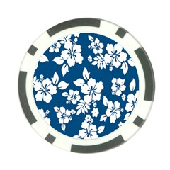 Hibiscus Flowers Seamless Blue White Hawaiian Poker Chip Card Guard (10 Pack) by Mariart