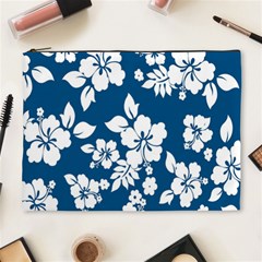 Hibiscus Flowers Seamless Blue White Hawaiian Cosmetic Bag (xl) by Mariart