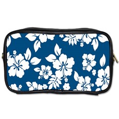 Hibiscus Flowers Seamless Blue White Hawaiian Toiletries Bags by Mariart