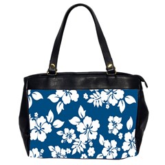 Hibiscus Flowers Seamless Blue White Hawaiian Office Handbags (2 Sides) 