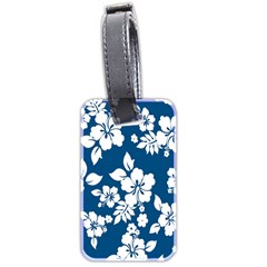 Hibiscus Flowers Seamless Blue White Hawaiian Luggage Tags (two Sides) by Mariart