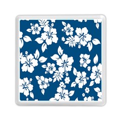 Hibiscus Flowers Seamless Blue White Hawaiian Memory Card Reader (square) 