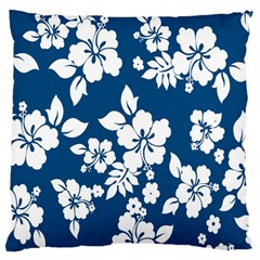 Hibiscus Flowers Seamless Blue White Hawaiian Large Cushion Case (one Side) by Mariart