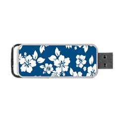 Hibiscus Flowers Seamless Blue White Hawaiian Portable Usb Flash (two Sides) by Mariart