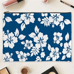 Hibiscus Flowers Seamless Blue White Hawaiian Cosmetic Bag (xxxl)  by Mariart