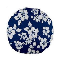 Hibiscus Flowers Seamless Blue White Hawaiian Standard 15  Premium Round Cushions