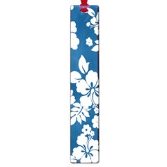 Hibiscus Flowers Seamless Blue White Hawaiian Large Book Marks by Mariart